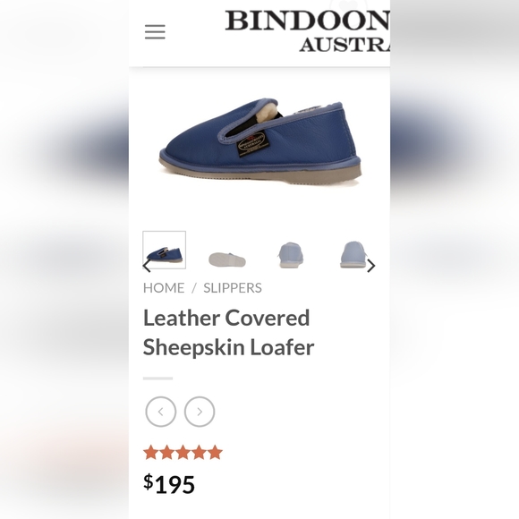 UGG/Bindoon Boots Leather Loafer Slippers with Sheepskin Lining - Blue - Size 9 - Picture 4 of 14